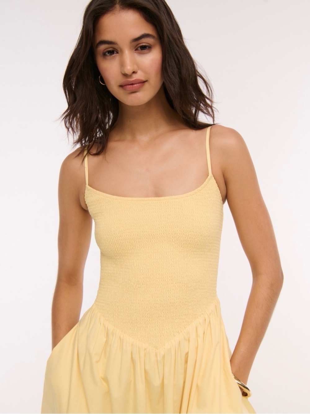 Abercrombie Sydney Smocked Dipped-Waist Midi Dress - Picture 2 of 13